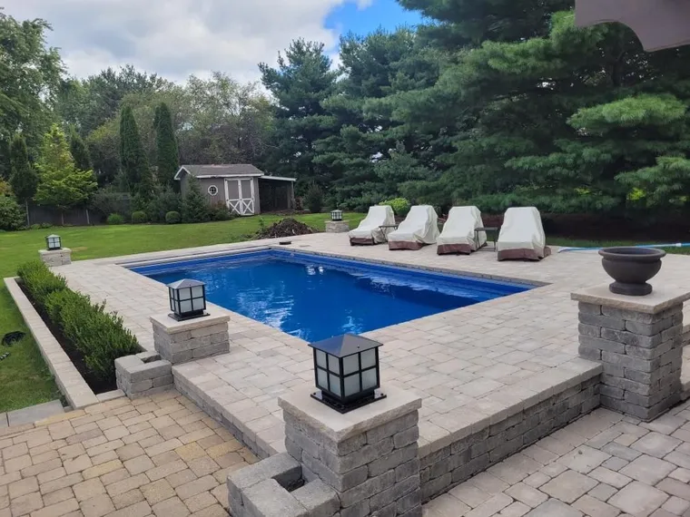 Finished hardscape patio with seating area